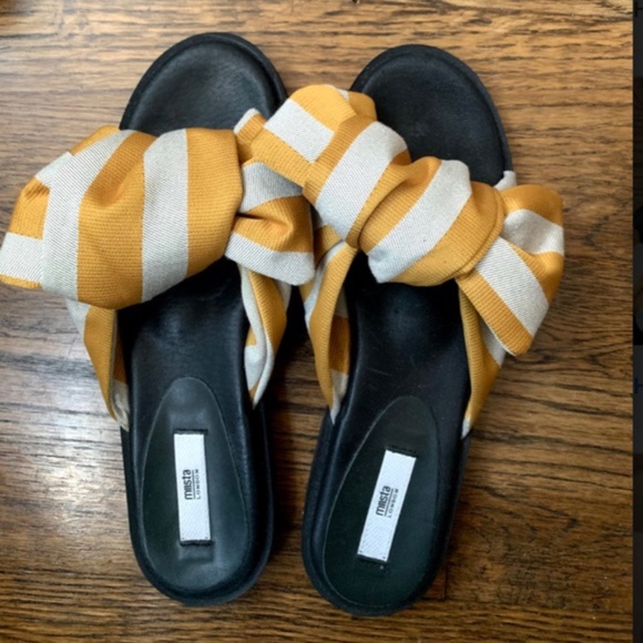 Miista Yellow and White Bow Sandals - Picture 2 of 4